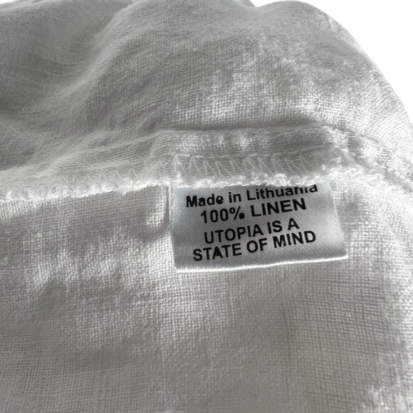 FLAX 100% Linen Wide Leg Elastic Waist Pants in White Size L (14, 16, 18) - Picture 7 of 11